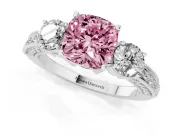 Cushion Cut Engagement Ring Setting for a Fancy Pink Lab-Grown Diamond | Sterling Silver - Design NV-24907