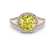 Round Halo Engagement Ring Setting for a Fancy Yellow Lab-Grown Diamond | Pave Split Shank | Rose Gold