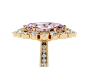 Marquise Scalloped Halo Engagement Ring Setting for a Fancy Pink Lab-Grown Diamond | Milgrain Edges | Yellow Gold