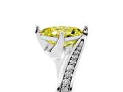 Asscher Cut Bypass Pavé Solitaire Engagement Ring Setting for a Fancy Yellow Lab-Grown Diamond | Angled Head | Platinum