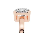 Radiant Cut Diamond Solitaire Ring Set in Rose gold with Prong Head and Smooth Polished Band