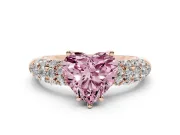 Heart-Shaped Multi Row Pave Engagement Ring Setting for a Fancy Pink Lab-Grown Diamond | Rose Gold