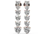 Heart Lab-Grown Diamond Graduated Linear Drop Earrings | Six Stacked Hearts | Rose Gold