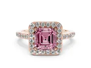 Asscher Cut Halo Engagement Ring Setting for a Fancy Pink Lab-Grown Diamond | Rose Gold - Design NV-24729