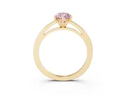 Fancy Pink Pear Cut Diamond Solitaire Engagement Ring Set in Yellow gold with Prong Setting on a Classic Band