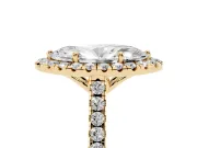 Marquise Raised Halo Engagement Ring Setting | Pave Band | Yellow Gold