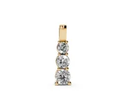 Round Lab-Grown Diamond Three-Stone Vertical Pendant Necklace | Shared Prongs | Yellow Gold