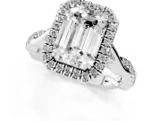 Emerald Cut Halo Engagement Ring Setting | Pavé Twist Band | Platinum
