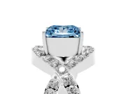 Princess Cut Infinity Twist Engagement Ring Setting for a Fancy Blue Lab-Grown Diamond | White Gold