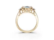 Marquise Halo Engagement Ring Setting for a Fancy Blue Lab-Grown Diamond | Graduated Channel Band | Yellow Gold