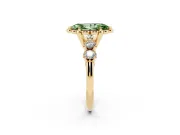 Marquise Floral Engagement Ring Setting for a Fancy Green Lab-Grown Diamond | Petal Frame and Side Stones | Yellow Gold