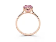 Fancy Pink Round Cut Diamond Solitaire Cathedral Ring Set in Rose gold with Prong Setting