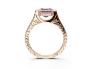 Asscher Cut Vintage Cathedral Engagement Ring Setting for a Fancy Pink Lab-Grown Diamond | Carved Band | Rose Gold