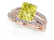 Radiant Cut Twisted Pavé Engagement Ring Setting for a Fancy Yellow Lab-Grown Diamond | Rose Gold