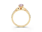 Pear-Shaped Leaf Pavé Engagement Ring Setting for a Fancy Pink Lab-Grown Diamond | Yellow Gold