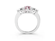 Marquise Three Stone Engagement Ring Setting for a Fancy Pink Lab-Grown Diamond | Open Prong Baskets | White Gold