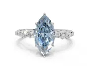 Marquise Graduated Solitaire Engagement Ring Setting for a Fancy Blue Lab-Grown Diamond | Sterling Silver