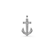 Round Lab-Grown Diamond Pavé Anchor Pendant Necklace | Pointed Flukes | White Gold