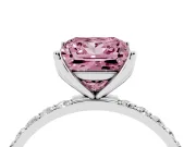 Princess Cut Pave Solitaire Engagement Ring Setting for a Fancy Pink Lab-Grown Diamond | Slim Band | Sterling Silver