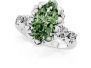 Marquise Floral Engagement Ring Setting for a Fancy Green Lab-Grown Diamond | Petal Frame | Platinum