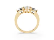 Marquise Cut Diamond Three-Stone Ring Set in Yellow gold with Prong Setting and Classic Band