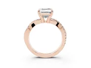 Asscher Cut Pavé Twist Engagement Ring Setting | Crossover Band | Rose Gold