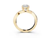 Cushion Cut Pavé Twist Engagement Ring Setting | Crossover Band | Yellow Gold