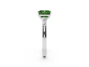 Fancy Green Radiant Cut Diamond Solitaire Ring Set in Platinum with Tapered Baguette Side Stones and Prong Setting