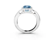Fancy Blue Princess Cut Diamond Halo Engagement Ring Set in Platinum with Plain Split Shank and Prong Setting