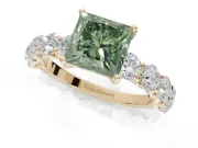 Princess Cut Engagement Ring Setting for a Fancy Green Lab-Grown Diamond | Yellow Gold - Design NV-24455