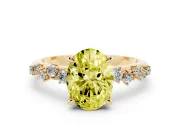 Oval Graduated Accent Engagement Ring Setting for a Fancy Yellow Lab-Grown Diamond | Yellow Gold