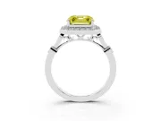 Asscher Cut Halo Engagement Ring Setting for a Fancy Yellow Lab-Grown Diamond | Bezel Station Shoulders | White Gold