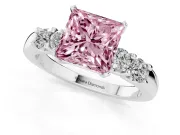Princess Cut Five Stone Engagement Ring Setting for a Fancy Pink Lab-Grown Diamond | Platinum