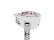 Heart-Shaped Milgrain Halo Engagement Ring Setting for a Fancy Pink Lab-Grown Diamond | Pavé Band | Sterling Silver