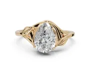 Pear-Shaped Leaf Bypass Solitaire Engagement Ring Setting | Polished Band | Yellow Gold