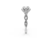 Cushion Cut Milgrain Halo Engagement Ring Setting | Graduated Shoulders | Sterling Silver