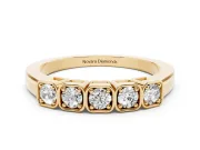 Five-Stone Round Diamond Band Set in Yellow gold with Bezel Setting