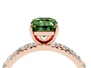 Emerald Cut Pavé Engagement Ring Setting for a Fancy Green Lab-Grown Diamond | Rose Gold