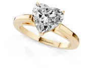 Heart Cut Diamond Solitaire Ring Set in Yellow gold with Prong Setting and Classic Band