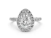 Pear-Shaped Halo Engagement Ring Setting | Pave Shoulders | White Gold