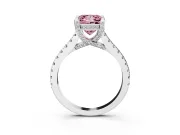 Princess Cut Hidden Halo Pave Engagement Ring Setting for a Fancy Pink Lab-Grown Diamond | Claw Prongs | White Gold