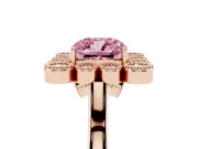 Cushion Cut Milgrain Cluster Halo Engagement Ring Setting for a Fancy Pink Lab-Grown Diamond | Plain Band | Rose Gold