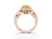 Round Vintage Halo Engagement Ring Setting for a Fancy Yellow Lab-Grown Diamond | Rose Gold