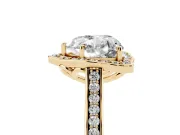 Heart-Shaped Petal Tip Halo Engagement Ring Setting | Single Row Pavé Band | Yellow Gold