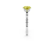 Round Pave Solitaire Engagement Ring Setting for a Fancy Yellow Lab-Grown Diamond | Slim Band | Sterling Silver