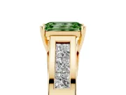 Emerald Cut Channel-Set Engagement Ring Setting for a Fancy Green Lab-Grown Diamond | Yellow Gold
