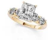 Radiant Cut Five Stone Engagement Ring Setting | Prong Set Side Stones | Yellow Gold