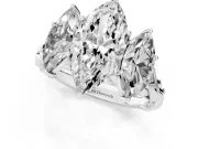 Marquise Cut Diamond Three-Stone Ring Set in White gold with Braided Band