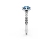 Cushion Cut Floral Engagement Ring Setting for a Fancy Blue Lab-Grown Diamond | Pavé Band | Platinum