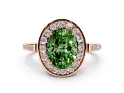Oval Halo Engagement Ring Setting for a Fancy Green Lab-Grown Diamond | Polished Halo Rim | Rose Gold